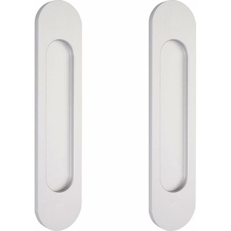 2 Poignees Porte Coulissantes Ovales Argent 15cm Autocollantes Faciles (1/5)
