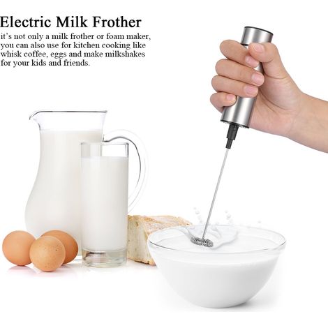 Mousseur à lait électrique en inox, batteur à main haute vitesse pour café, cappuccino, chocolat chaud, fouet portatif multifonction, mélangeur de boissons (1/5)