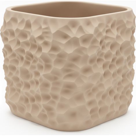Vaso decorativo beige per piante, dalla struttura organica (1/3)