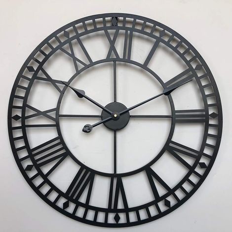 Horloge murale géante rétro Black Diamond 80 cm - 1 pièce - noir