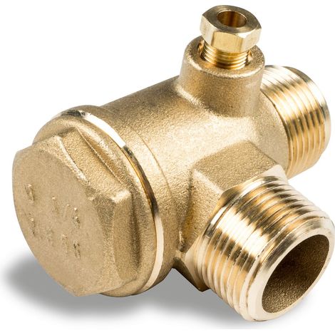 Clapet anti-retour en laiton - 3/4 filetage mâle x 3/4 filetage mâle - avec raccord de décharge 6 mm - Fabriqué en Europe Aircraft 2507516