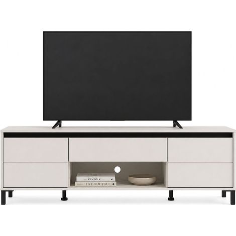 Mobile Porta tv Celico, un Cassetto, un Ripiano, 2 Ante, 183x40x52h cm Bianco Crema
