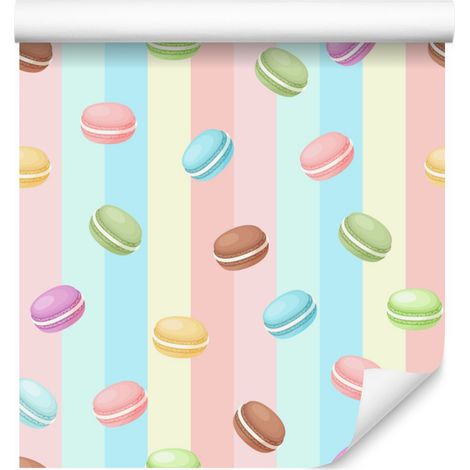 Carta da parati con biscotti pastello per soggiorno e camera da letto, 50x1000 cm (1/5)