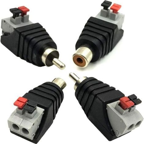 2-Pairs RCA Male Femelle vers 2 bornes à Femelle AV Audio Vidéo Ressort Appuyez sur Type connecteur Adaptateur (1/5)