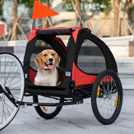 Remolque para perros, remolque plegable para bicicleta para perros, resistente al agua, tela Oxford, metal, 140 x 71 x 83 cm, rojo