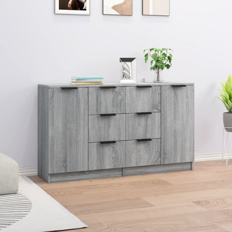 Lot de 2 Buffets Bahut Meubles de rangement Commode Sonoma gris 60x30x70 cm Bois d'ingénierie 46044 (1/5)