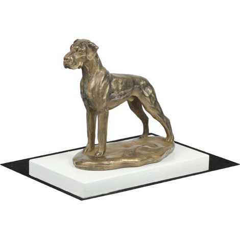 Deutsche Dogge II - Hundestatuette, Figur auf weißem Sockel, Trophäe für eine Hundeausstellung der Marke Art-Dog