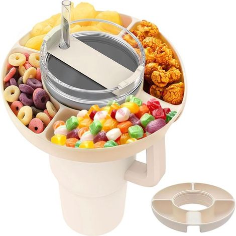 Piatto per snack adatto all'accessorio per borraccia Stanley Cup, piatto per snack e organizer per snack con 4 scomparti, ciotola per snack, anello per snack, bicchiere da cinema, ecc. (1/5)