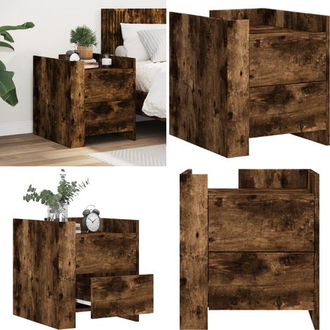 Nachttisch Räuchereiche 45x50x50 cm Holzwerkstoff - Nachttisch - Beistelltisch - Wohnzimmerschreibtisch - Holzwerkstoff - Massivholzmöbel - Home & Living (1/5)