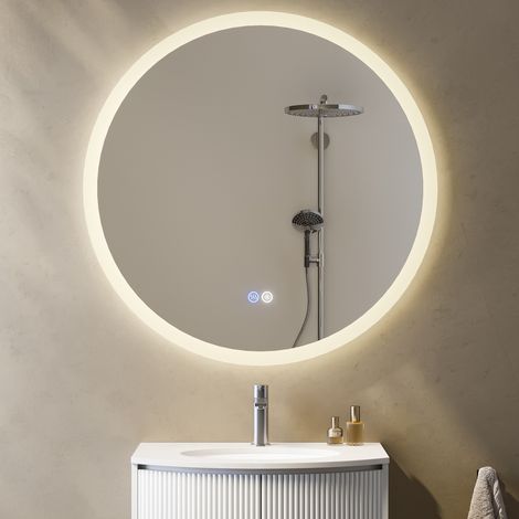 Miroir de salle de bain LED 80 cm, Rond, Anti-buée, Dimmable, Fonction Mémoire, avec Bouton Tactile Intelligent (1/5)