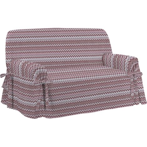 Copridivano 3 misure laccetti , salvadivano ,3 colori ottima qualità 100% Cotone fantasia zigzag Bordeaux - 1 Posto