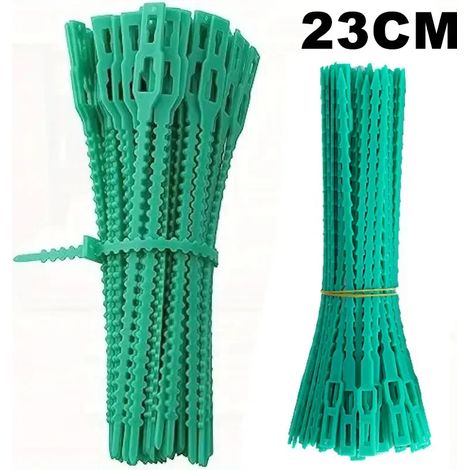 (23 cm, 500 pièces) Attaches de câble réutilisables pour jardin, plantes grimpantes, arbres et arbustes. Attaches en nylon réglables avec fermeture éclair. Outils de rangement inclus. (1/4)