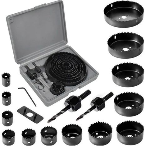 16-teiliges Lochsägen-Set aus Kohlenstoffstahl für sauberes und schnelles Schneiden mit dem elektrischen Bohrer für dünne PVC-Platten