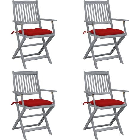 Klappbare Gartenstühle 4 Stk. mit Kissen Massivholz Akazie