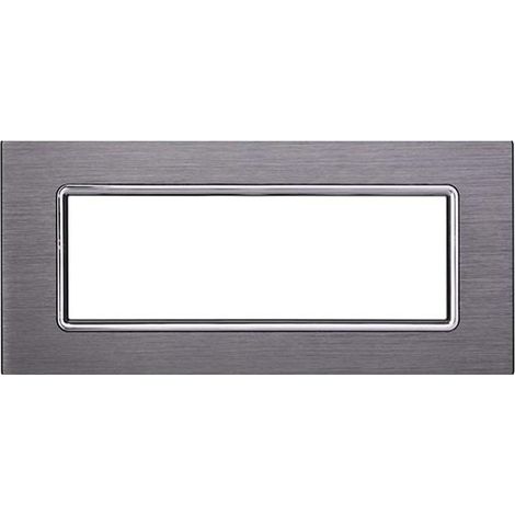 Ettroit Bticino Livinglight kompatible Platte 7 Module Aluminium satiniert silberfarben - LN86706