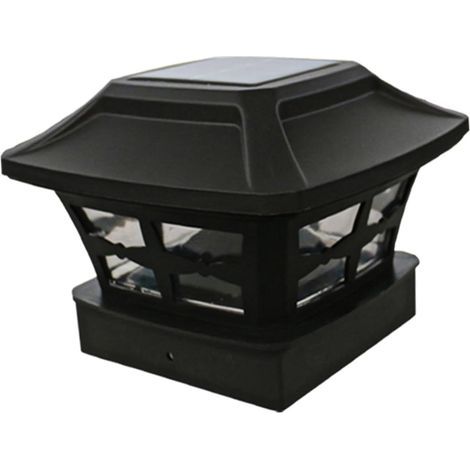 Lampe Solaire Pilier Extérieure Étanche, Lumière Blanc Jaune, Plastique Noir, Éclairage Jardin Solide, Énergie Renouvelable, Usage Extérieur et Clôture (1/5)