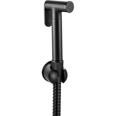 Bidet-Sprühgerät aus schwarzem Messing, kein Bohren erforderlich, Wasserschlauch inklusive, WC-Sprühpistolen-Set