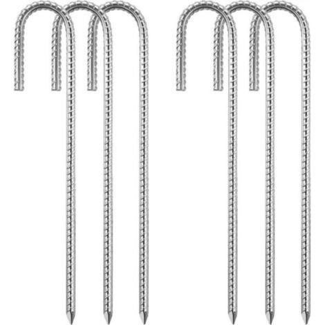 Picchetti per tenda in acciaio (8 mm x 30 cm), set da 6, kit di fissaggio per trampolino a forma di J zincato, tenda per trampolino, tenda da campeggio, altalena, tappeto elastico