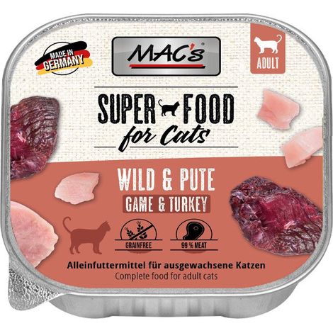 MAC's Cat  SUPER ALIMENT  Barquette 100 g - Gibier et Dinde 100 g