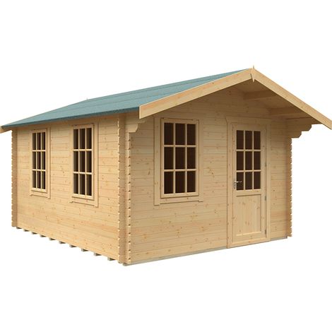 14x12 The Carrington 28mm Cabin - L415 x W355 x H271.9 cm - Solid Wood/Softwood/Pine - Natural
