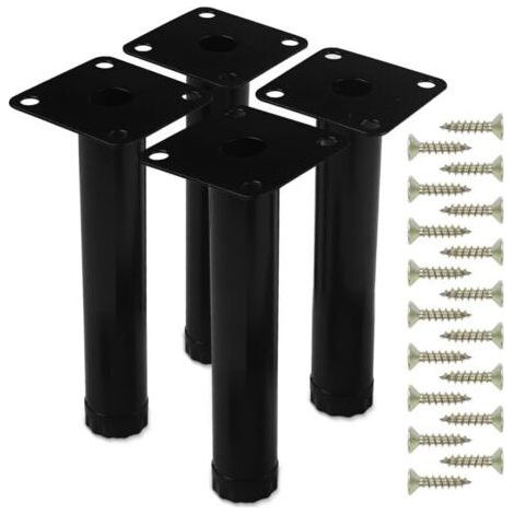 4 Pièces 15 cm Pieds de Meuble, avec 18 Pcs Vis Reglable Métal Table Basse Noir Pied, Hauteur Ajustable Pieds pour Meubles Canapé Bureau Cuisine Armoires Réglables (1/5)
