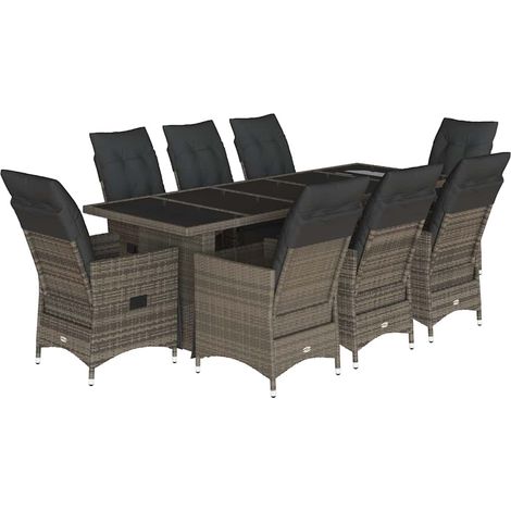 Maison Exclusive - Mesita y sillas jardín 9 piezas y cojines ratá (1/5)