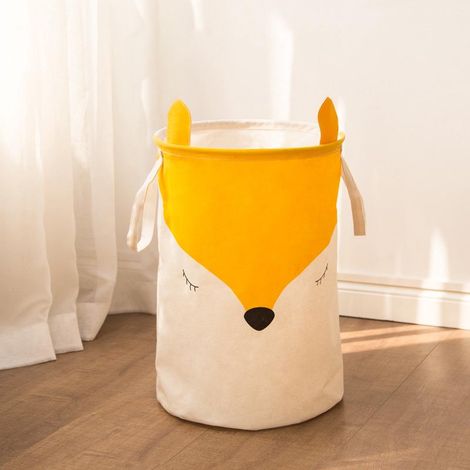 Panier à linge sale 35x50cm renard, tissu coton lin imperméable, pliable et réutilisable, corbeille de rangement pour salle de bain, housse lavable, rangement textile domestique (1/5)