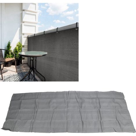 Hellgrauer HDPE-Schutzschirm für Balkon und Terrasse – 99 % UV-Schutz, 210 g/m², 0,9 x 5 m, mit Befestigungsmaterial und Seilen