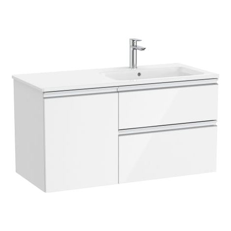 CONJUNTO MUEBLE THE GAP 1000 2 CAJONES + PUERTA + LAVABO DERECHA BLANCO BRILLO