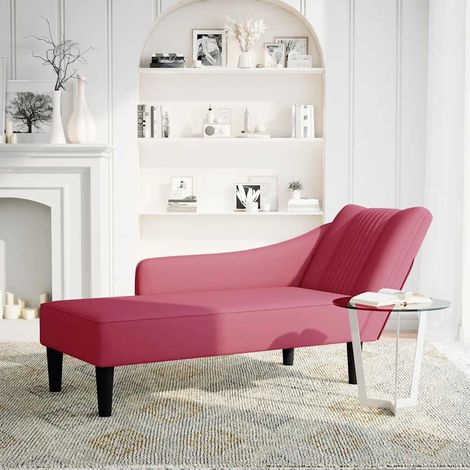 Fauteuil de Salon,Chaise,Fauteuil long avec accoudoir droit rouge bordeaux velours CFW947878 (1/5)