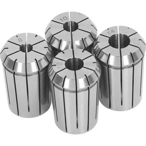 4-teiliges Spannzangenset 8 10 12 14 Durchmesser, Federstahl-Spannzangen, CNC-Fräs- und Drehmaschinenwerkzeug mit Schraubenschlüssel (1/5)