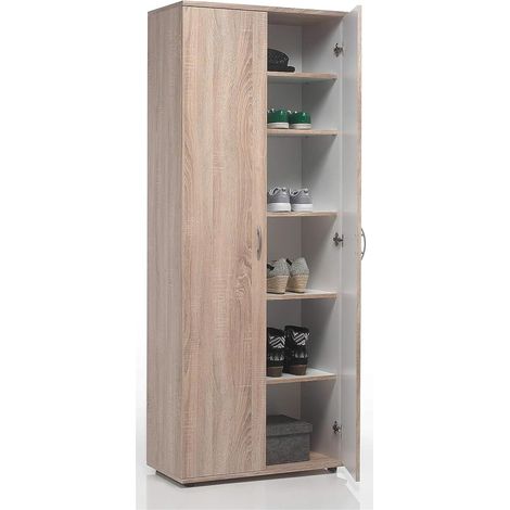 MERCATONE GERMANVOX da oltre 40 anni arreda la tua casa Scarpiera Salvaspazio in Legno Laminato Rovere, 70 x 34 x 176 cm, 5 Ripiani, 2 Ante