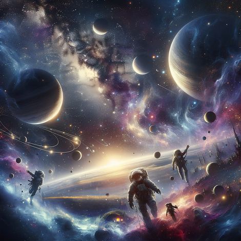 Papier peint panoramique - Astronautes - 260 cm x 260 cm (1/2)