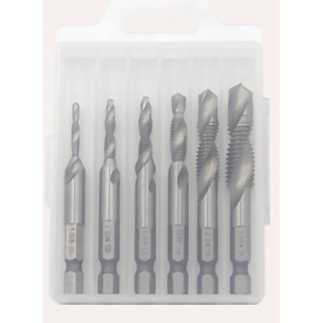 Lot de 6 forets taraudeurs en acier rapide, outil de taraudage composite pour perçage, type long.