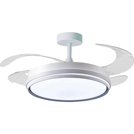 dc kioto silberner Ventilator, 4 einziehbare Flügel, 72w led 300040006000k, h.30/35xd.108/50cm