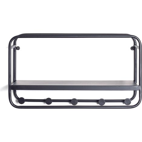 Garde-robe / vestiaire murale en tube d'acier laqué noir - Longueur 45 x Hauteur 25 x Profondeur 15 cm -PEGANE- (1/4)