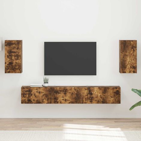 vidaXL Ensemble meuble TV 5 pcs Chêne fumé Bois d'ingénierie
