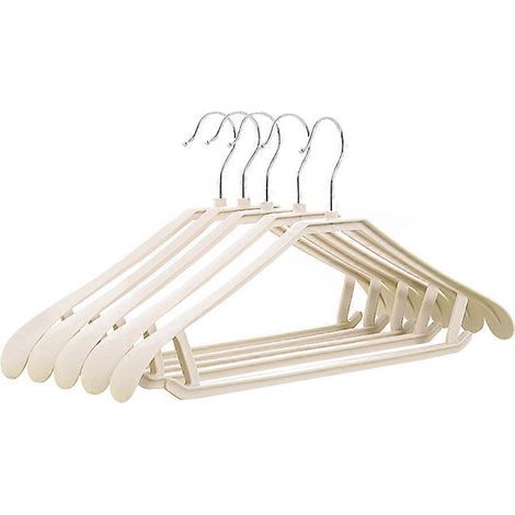 Lot de 5 cintres antidérapants pour vêtements, costumes, chemises, pulls et robes, avec crochet et étendoir à linge (kaki)-40.00X3.00X23.00CM-Khaki (1/3)