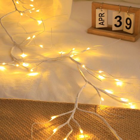 Guirlande Lumineuse Forme De Bouleau - 48 Ampoules Chaudes - Alimentation Sur Piles AA - Pour Décoration De Noël Mariage Fêtes - 180 Cm (1/5)