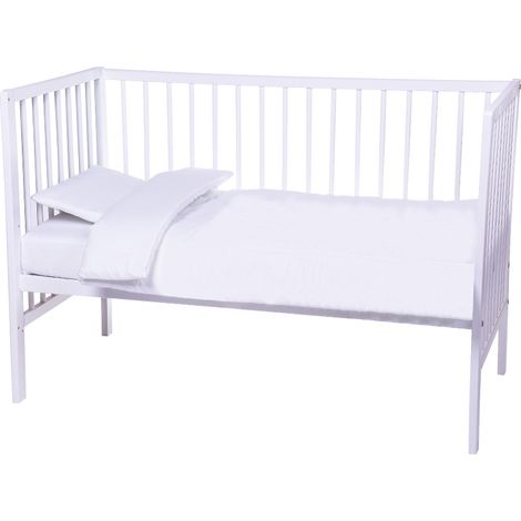 Completo lettino Bambini lenzuola tinta unita 100% cotone made in Italy, in 7 colori ottima qualità Bianco - 120x180 cm