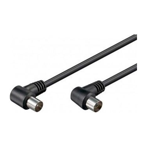 Goobay 11525 - Cable coaxial de 1.5 m/Macho y Hembra/Conector Antena TV/Angulo 90 Grado/Negro