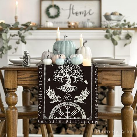 JeiibrZui Boho Creme Landhausstil Quasten Tischläufer - 33x183 cm - 1 pièce - Décor lavable pour mariage et fête (1/5)