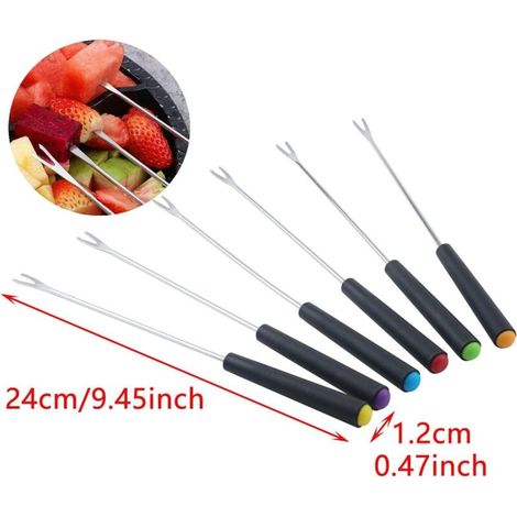 Lot de 12 Fourchettes à Fondue en Acier Inoxydable - Poignée Résistante à la Chaleur pour Fromage, Chocolat, Rôti, Viande (1/5)