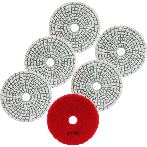 Disque Diamant de Polissage - 6 pièces 100mm 100 Tampon Polissage Diamant pour Granit Marbre Pierre Artificielle Quartz pour Meuleuse d'angle (1/5)