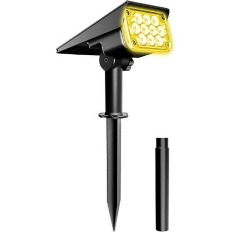 Projecteur solaire LED jaune pour jardin, allée ou applique murale extérieure - Jaune (1/5)