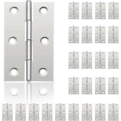24Pcs Petit Charnières pour Portes, Charnière Inox, DIY Charnières de Portes pour Porte Placard Charnière Piano Boîtes à bijoux La Maison Meubles Matériel Armoire(44mm32mm) (1/5)