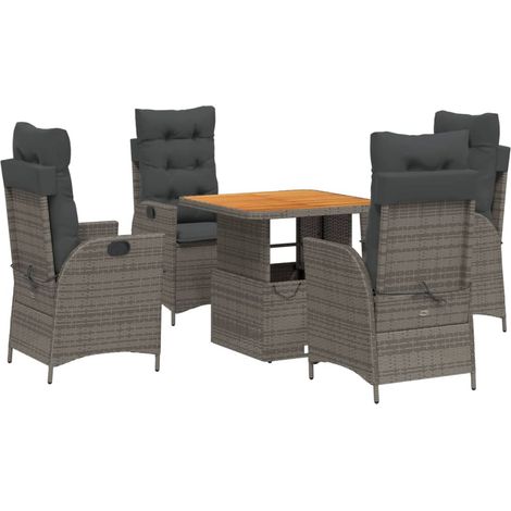 Maison Exclusive - Set da Pranzo da Giardino 5 pz con Cuscini in Polyrattan Grigio