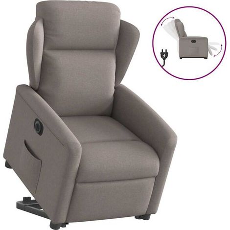 fauteuil inclinable électrique en tissu brun grisâtre (1/5)