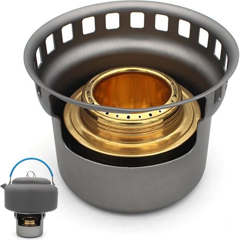 Estufa de alcohol de aleación de aluminio ultraligera y eficiente, quemador de camping portátil para senderismo, picnics, cocina al aire libre con bolsa de almacenamiento, uso de viaje (1/5)