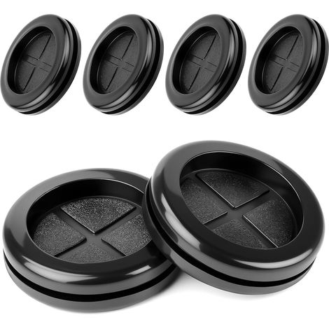 Lot de 6 embouts en caoutchouc noirs - 40 mm - Passe-câbles étanches - Bouchons en caoutchouc ronds - Double face - Passe-câbles pour protection des câbles (1/5)